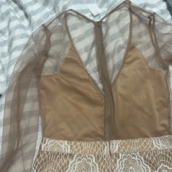 Luxxel Nude Mesh White Lace Dress from Revolve - Picture 3 of 6